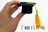 Graduation Cap Felt Ball Garland- Black Gold White with BLACK tassels - 1" (2.5 cm) Wool Felt Balls- Graduation Hat Party Decor Banner…
