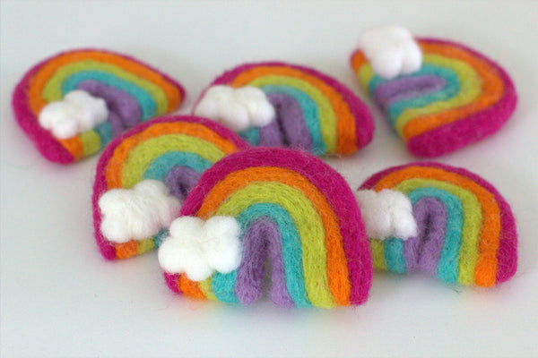 Rainbow & Cloud Felt Shapes- Bright Pink