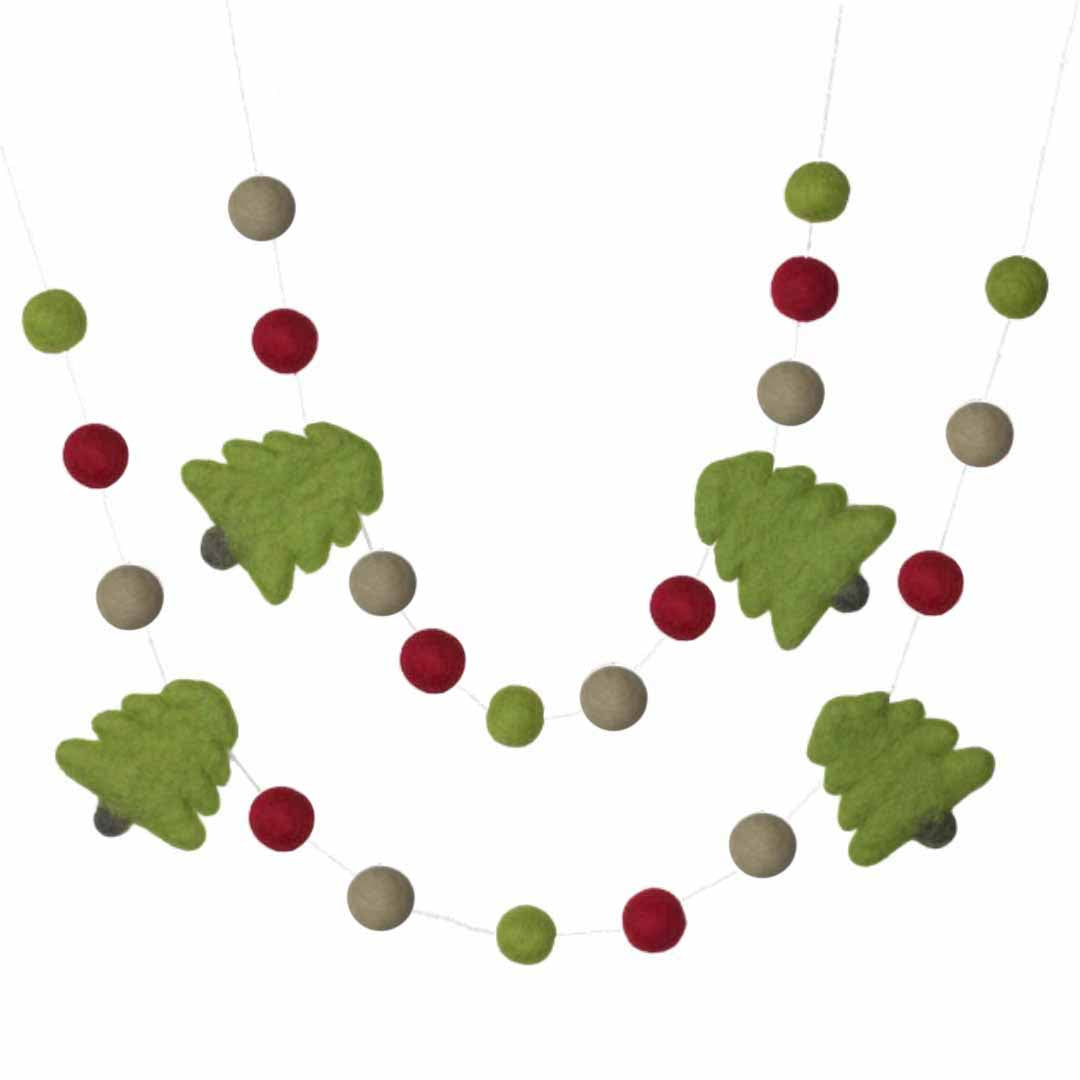 Christmas Tree Garland- Felt Balls- Burgundy, Forest Green, Gray, Almo –  Matthew + Mae