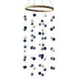 Felt Ball Nursery Mobile- Marine, Baby Blue, Gray, White- LARGE
