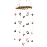 Felt Ball & Heart Nursery Mobile- Peach, Pink, Gray, White- SMALL
