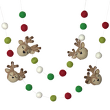Reindeer Felt Christmas Garland- Red & Green