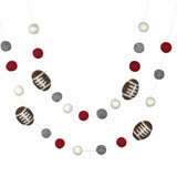 Felt Football Garland- Red, Gray, White