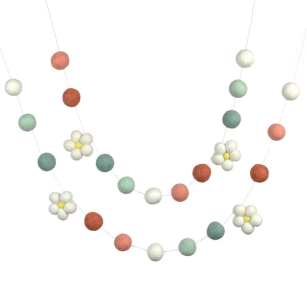 Felt Flower Daisy Garland- Earth Tones
