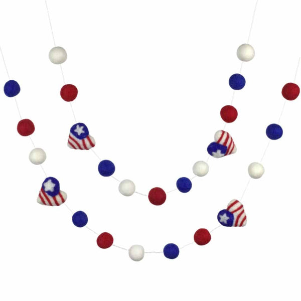 American Flag Hearts Garland- Red White & Blue