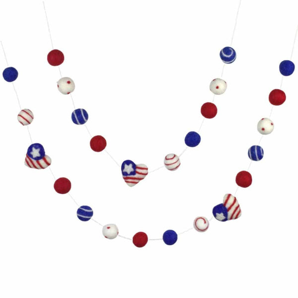 American Flag Hearts Garland- Swirls & Dots