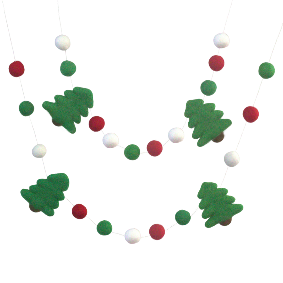 Christmas Tree Garland- Felt Balls- Burgundy, Forest Green, Gray, Almo –  Matthew + Mae