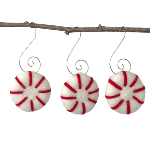 Peppermint Christmas Tree Ornaments- Red Stripes