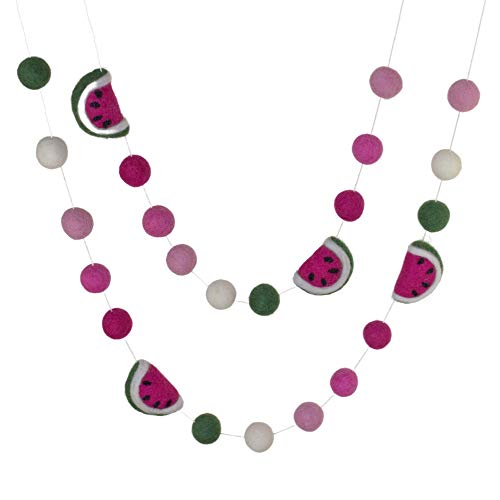 Watermelon Felt Ball Garland- Ombre Pink & Green
