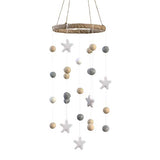 Felt Ball & Star Nursery Mobile- Neutral Almond, Gray- SMALL