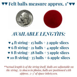 Apple Slice & Felt Ball Garland- Red & White