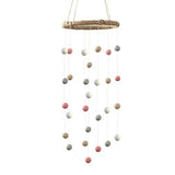 Felt Ball Nursery Mobile- Pink, Gray, Almond, White- Small
