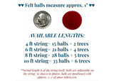 Christmas Tree Felt Garland- Red, Kelly Green, White