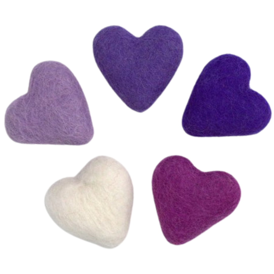 Felt Hearts- Pink & White- SET of 5 or 10- Valentine's Day DIY Craft Decor-  100% Wool- Eco friendly- Approx. 1.75