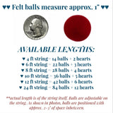 Valentine's Day Felt Ball & Heart Garland- Red, Turquoise- Dots & Swirls