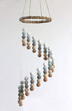 Spiral Felt Ball Mobile- Ice Blue, Tan, Almond, Gray, White