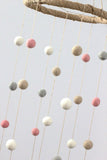 Pink, Gray, Almond & White Felt Ball Nursery Mobile SMALL SIZE- Nursery Childrens Room Pom Pom Mobile Garland Decor