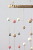 Pink, Gray, Almond & White Felt Ball Nursery Mobile SMALL SIZE- Nursery Childrens Room Pom Pom Mobile Garland Decor