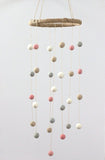 Pink, Gray, Almond & White Felt Ball Nursery Mobile SMALL SIZE- Nursery Childrens Room Pom Pom Mobile Garland Decor