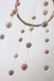 Pink, Gray, Almond & White Felt Ball Nursery Mobile SMALL SIZE- Nursery Childrens Room Pom Pom Mobile Garland Decor