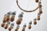 Spiral Felt Ball Mobile- Neutral Nursery- Tan, Almond, Gray, White-  Nursery Childrens Room Pom Pom Mobile Garland Decor