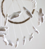 Spiral Felt Star Mobile- Neutral Nursery- White- Felt Ball Mobile