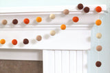Fall Felt Ball Garland- Brown Orange Thanksgiving Autumn- Pom Pom
