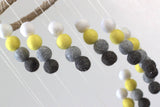 Spiral Felt Ball Mobile- Neutral Nursery- Yellow, Charcoal, Gray, White-  Nursery Childrens Room Pom Pom Mobile Garland Decor