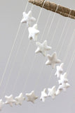 Spiral Felt Star Mobile- Neutral Nursery- White- Felt Ball Mobile