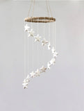 Spiral Felt Star Mobile- Neutral Nursery- White- Felt Ball Mobile