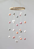 Pink, Peach, Gray, White Felt Ball & Heart Nursery Mobile- Baby Childrens Room Decor