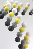 Spiral Felt Ball Mobile- Neutral Nursery- Yellow, Charcoal, Gray, White-  Nursery Childrens Room Pom Pom Mobile Garland Decor