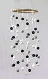LARGE Black, Gray, White Felt Ball & Star Nursery Mobile- Nursery Childrens Room Pom Pom Mobile Garland Decor