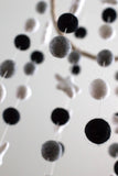 LARGE Black, Gray, White Felt Ball & Star Nursery Mobile- Nursery Childrens Room Pom Pom Mobile Garland Decor