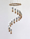 Spiral Felt Ball Mobile- Neutral Nursery- Tan, Almond, Gray, White-  Nursery Childrens Room Pom Pom Mobile Garland Decor