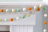 Orange Aqua Mint Yellow White Felt Ball Garland- Neutral Baby Nursery Home Decor