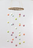 Pastel Rainbow Felt Nursery Mobile - Felt Pom Pom Balls