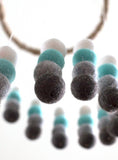 Spiral Felt Ball Mobile- Turquoise, Charcoal, Gray, White-  Nursery Childrens Room Pom Pom Mobile Garland Decor