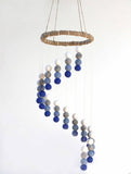 Spiral Felt Ball Mobile- Royal Blue, Baby Blue, Gray, White-  Nursery Childrens Room Pom Pom Mobile Garland Decor