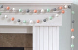 Felt Ball Garland- Peach, Seafoam, Gray & White- Pom Pom- Nursery- Valentines- Holiday- Wedding- Party- Childrens Room