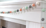 Felt Ball Garland- Peach, Seafoam, Gray & White- Pom Pom- Nursery- Valentines- Holiday- Wedding- Party- Childrens Room