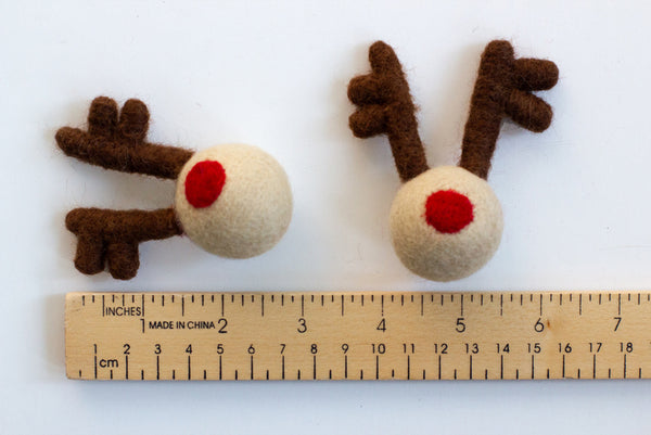 Reindeer Head Ornaments with Red Nose