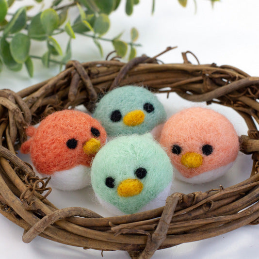 Spring Bird Chick Felt Shapes- SET OF 4- Teals & Peaches