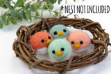 Spring Bird Chick Felt Shapes- SET OF 4- Teals & Peaches