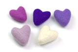 Valentine's Day Felt Folk Hearts- Purple, Off White