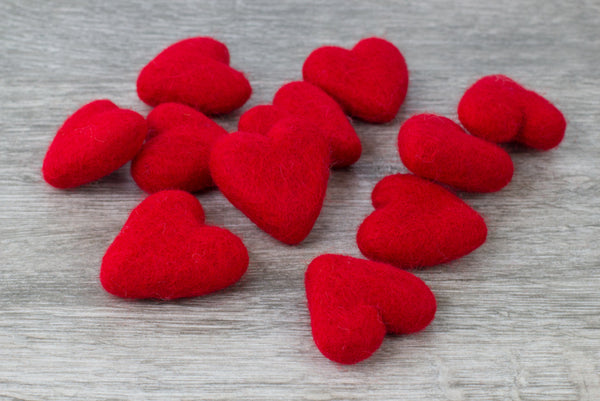 Valentine's Day Felt Hearts- Red