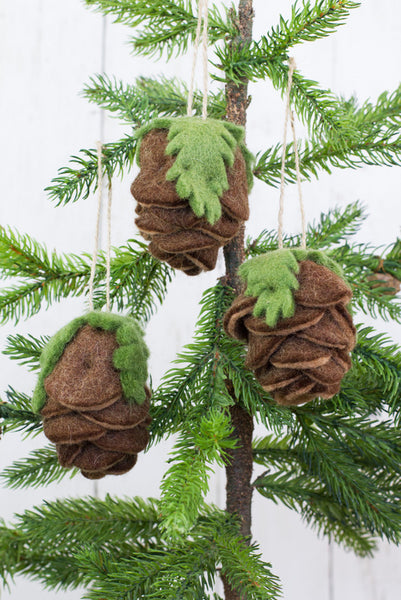 Felt Pine Cone Ornaments