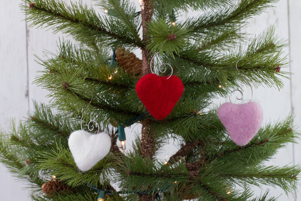 Valentine's Day Heart Ornaments- Red, Pink, White