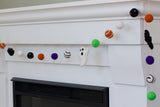 Ghost & Bat Halloween Garland- Purple, Green, Orange, Black- Dots & Swirls