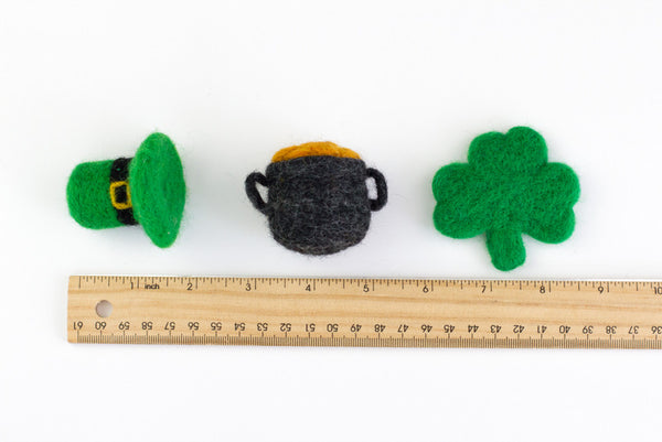 Felt St. Patrick's Day Shapes- Pot of Gold, Leprechaun, Shamrock- SET OF 3